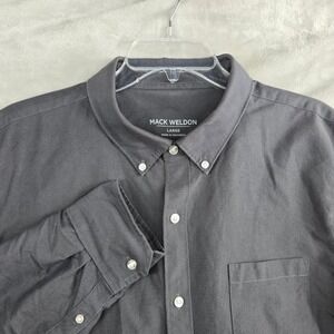 Mack Weldon Men's Oxford‎ Button-Down Dress Shirt Long Sleeve Gray Large